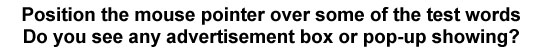 Position the mouse pointer over some of the test words below